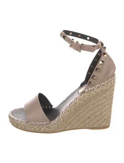 Pre-owned Valentino Garavani Leather Colorblock Pattern Espadrilles In Neutral