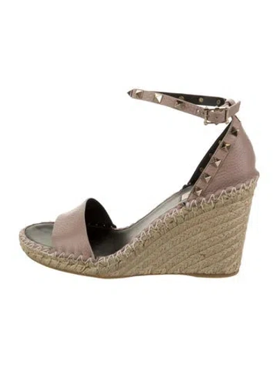 Pre-owned Valentino Garavani Leather Colorblock Pattern Espadrilles In Neutral