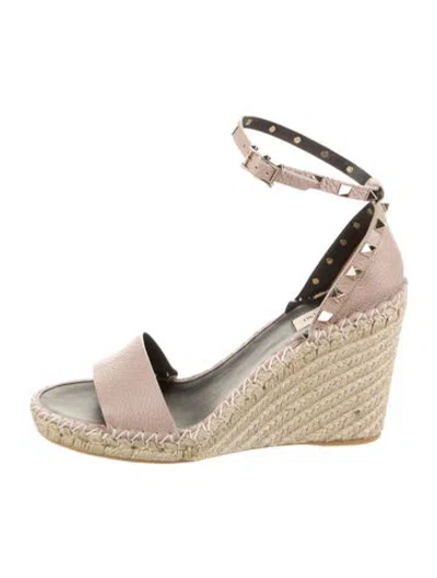 Pre-owned Valentino Garavani Leather Colorblock Pattern Espadrilles In Neutral