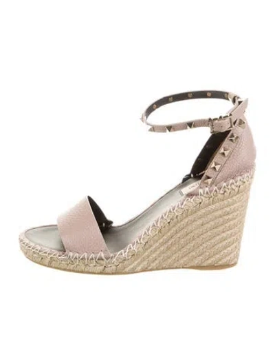 Pre-owned Valentino Garavani Leather Colorblock Pattern Espadrilles In Neutral