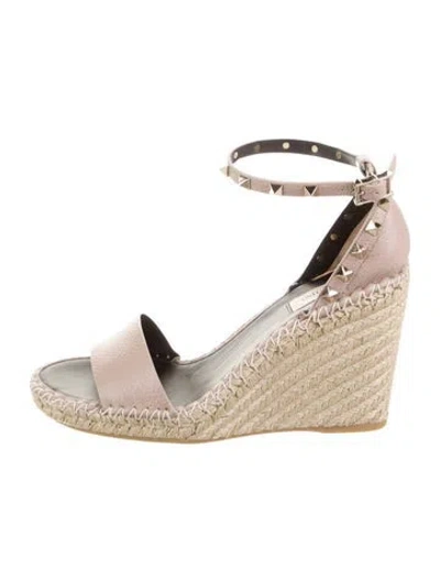 Pre-owned Valentino Garavani Leather Colorblock Pattern Espadrilles In Neutral