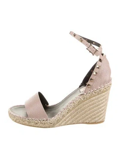 Pre-owned Valentino Garavani Leather Colorblock Pattern Espadrilles In Neutral