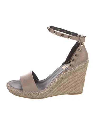 Pre-owned Valentino Garavani Leather Colorblock Pattern Espadrilles In Neutral