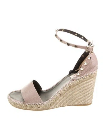 Pre-owned Valentino Garavani Leather Colorblock Pattern Espadrilles In Neutral