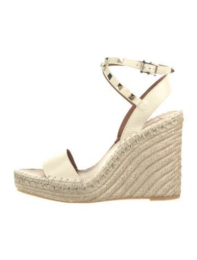 Pre-owned Valentino Garavani Leather Colorblock Pattern Espadrilles In Neutral