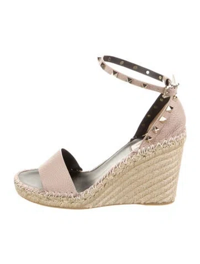 Pre-owned Valentino Garavani Leather Colorblock Pattern Espadrilles In Neutral