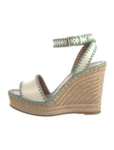 Pre-owned Valentino Garavani Leather Colorblock Pattern Espadrilles In Neutral