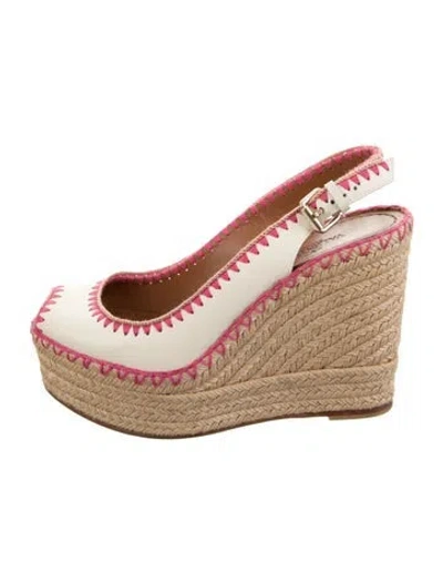 Pre-owned Valentino Garavani Leather Colorblock Pattern Espadrilles In Neutral