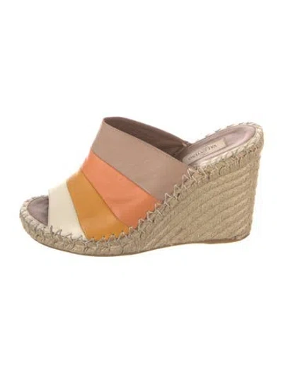 Pre-owned Valentino Garavani Leather Colorblock Pattern Espadrilles In Neutrals/orange