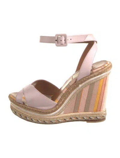 Pre-owned Valentino Garavani Leather Colorblock Pattern Espadrilles In Pink