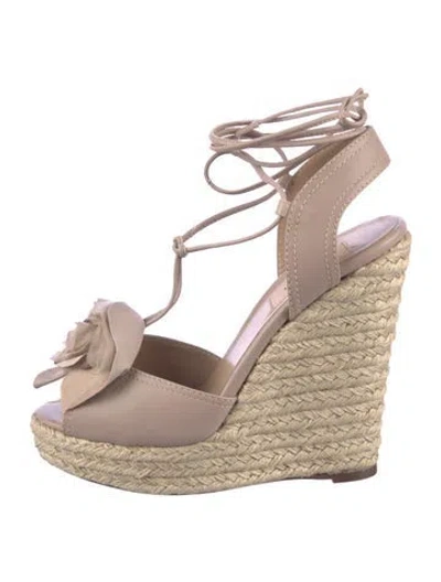 Pre-owned Valentino Garavani Leather Colorblock Pattern Espadrilles In Purple