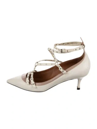 Pre-owned Valentino Garavani Leather Colorblock Pattern Flats In White