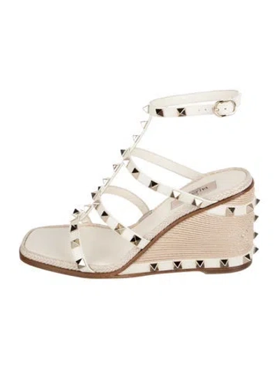 Pre-owned Valentino Garavani Leather Colorblock Pattern Gladiator Sandals W/ Tags In Neutral