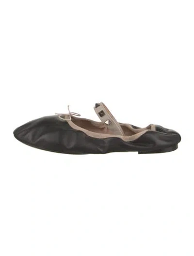 Pre-owned Valentino Garavani Leather Colorblock Pattern Mules In Black