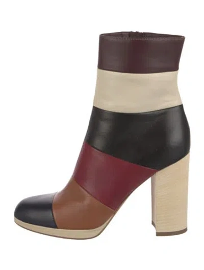 Pre-owned Valentino Garavani Leather Colorblock Pattern Sock Boots In Blue