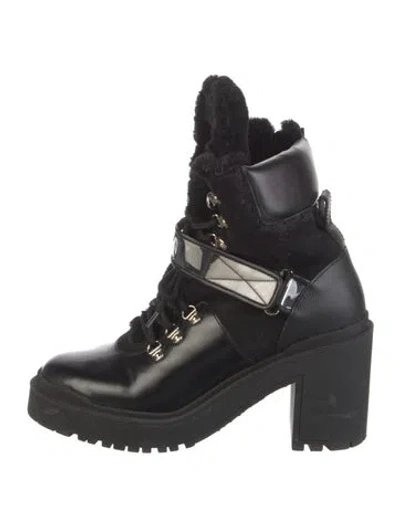 Pre-owned Valentino Garavani Leather Combat Boots In Black