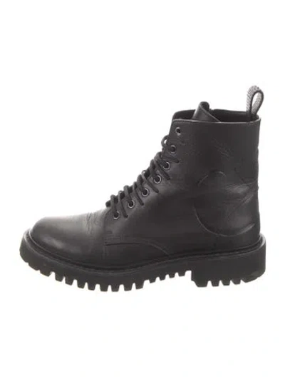 Pre-owned Valentino Garavani Leather Combat Boots In Black