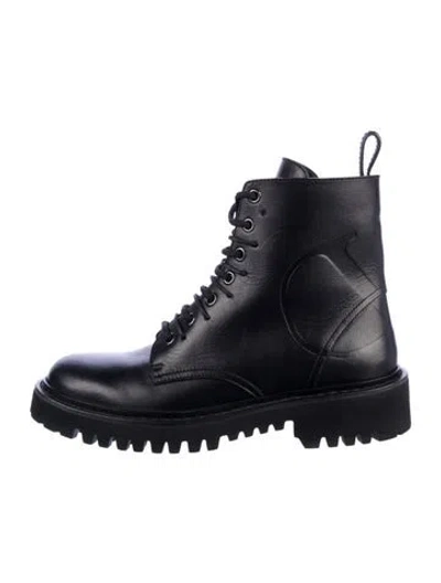 Pre-owned Valentino Garavani Leather Combat Boots In Black