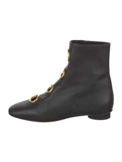 Pre-owned Valentino Garavani Leather Combat Boots In Black