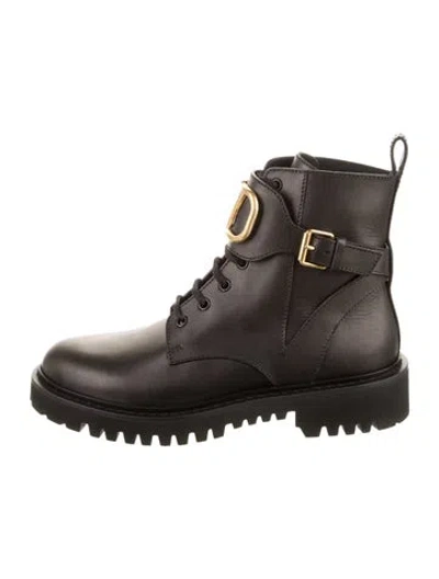 Pre-owned Valentino Garavani Leather Combat Boots In Brown