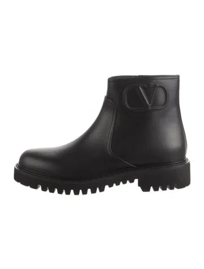 Pre-owned Valentino Garavani Leather Combat Boots W/ Tags In Black