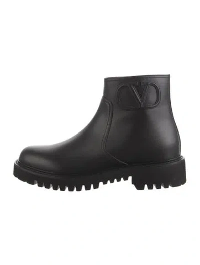Pre-owned Valentino Garavani Leather Combat Boots W/ Tags In Black