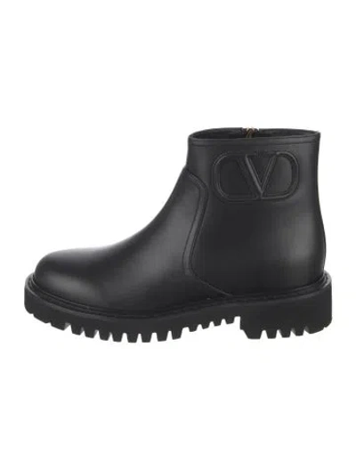 Pre-owned Valentino Garavani Leather Combat Boots W/ Tags In Black