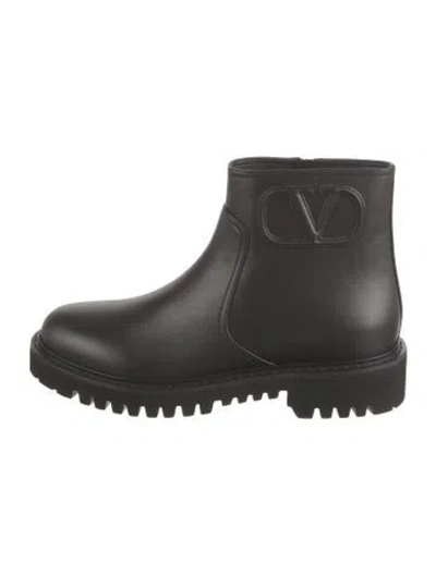 Pre-owned Valentino Garavani Leather Combat Boots W/ Tags In Black