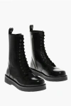 VALENTINO GARAVANI LEATHER COMBAT BOOTS WITH ZIP AND REAR EMBOSSED LOGO