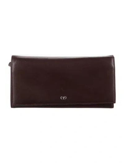 Pre-owned Valentino Garavani Leather Continental Wallet In Black