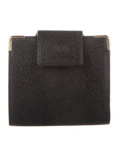 Pre-owned Valentino Garavani Leather Continental Wallet In Black