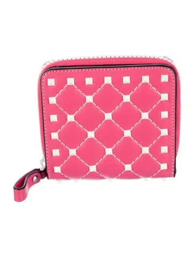 Pre-owned Valentino Garavani Leather Continental Wallet In Pink