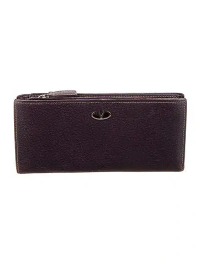 Pre-owned Valentino Garavani Leather Continental Wallet In Purple