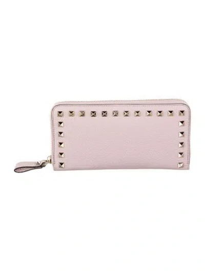 Pre-owned Valentino Garavani Leather Continental Wallet In Purple