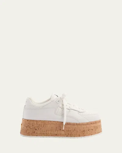 VALENTINO GARAVANI LEATHER CORK PLATFORM SNEAKERS
