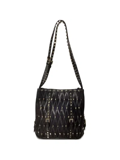 Pre-owned Valentino Garavani Leather Crossbody Bag In Black
