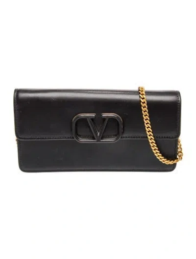Pre-owned Valentino Garavani Leather Crossbody Bag In Black