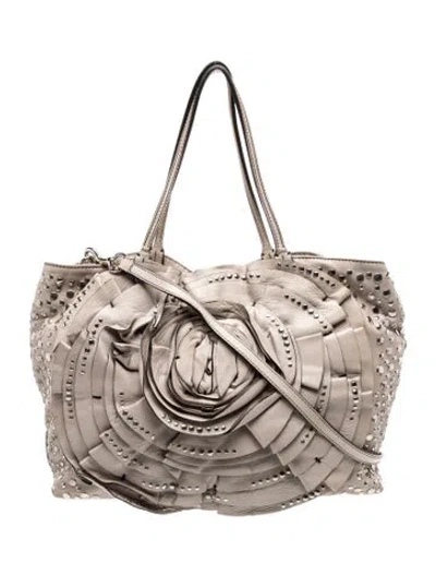 Pre-owned Valentino Garavani Leather Crossbody Bag In Gray