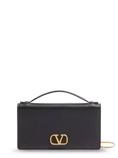 Valentino Garavani Leather Crossbody Bag With Vlogo Signature In Black