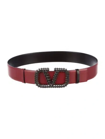 Pre-owned Valentino Garavani Leather Crystal Embellishments Belt In Multi