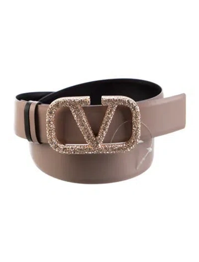 Pre-owned Valentino Garavani Leather Crystal Embellishments Belt In Purple