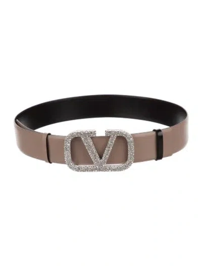 Pre-owned Valentino Garavani Leather Crystal Embellishments Belt In Purple