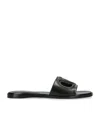 Valentino Black Vlogo Cut-out Calfskin Slide Sandals In Black