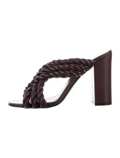 Pre-owned Valentino Garavani Leather Cutout Accent Mules In Burgundy