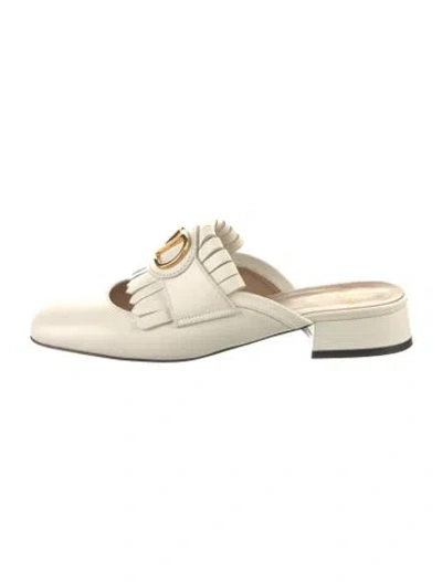 Pre-owned Valentino Garavani Leather Cutout Accent Mules In Neutrals