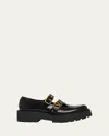 Valentino Leather Double Mary Jane Loafers In Nero