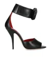 Valentino Embellished Rose Leather Sandals In Black