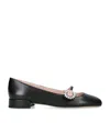 Valentino Embellished Leather Mary Jane Flats In Black