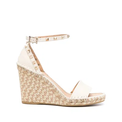 Valentino Garavani Leather Espadrillas In White