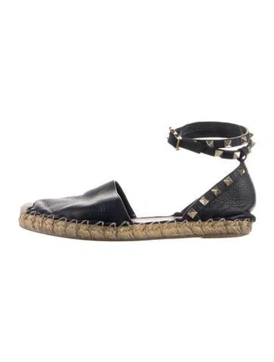 Pre-owned Valentino Garavani Leather Espadrilles In Black